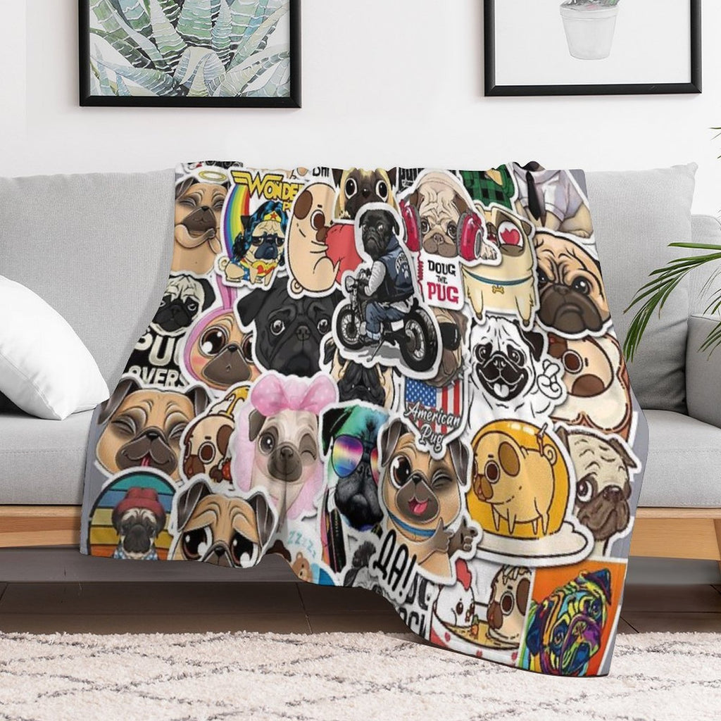I Love French Bulldogs, Collage 2. Machine-washable Throw Blanket
