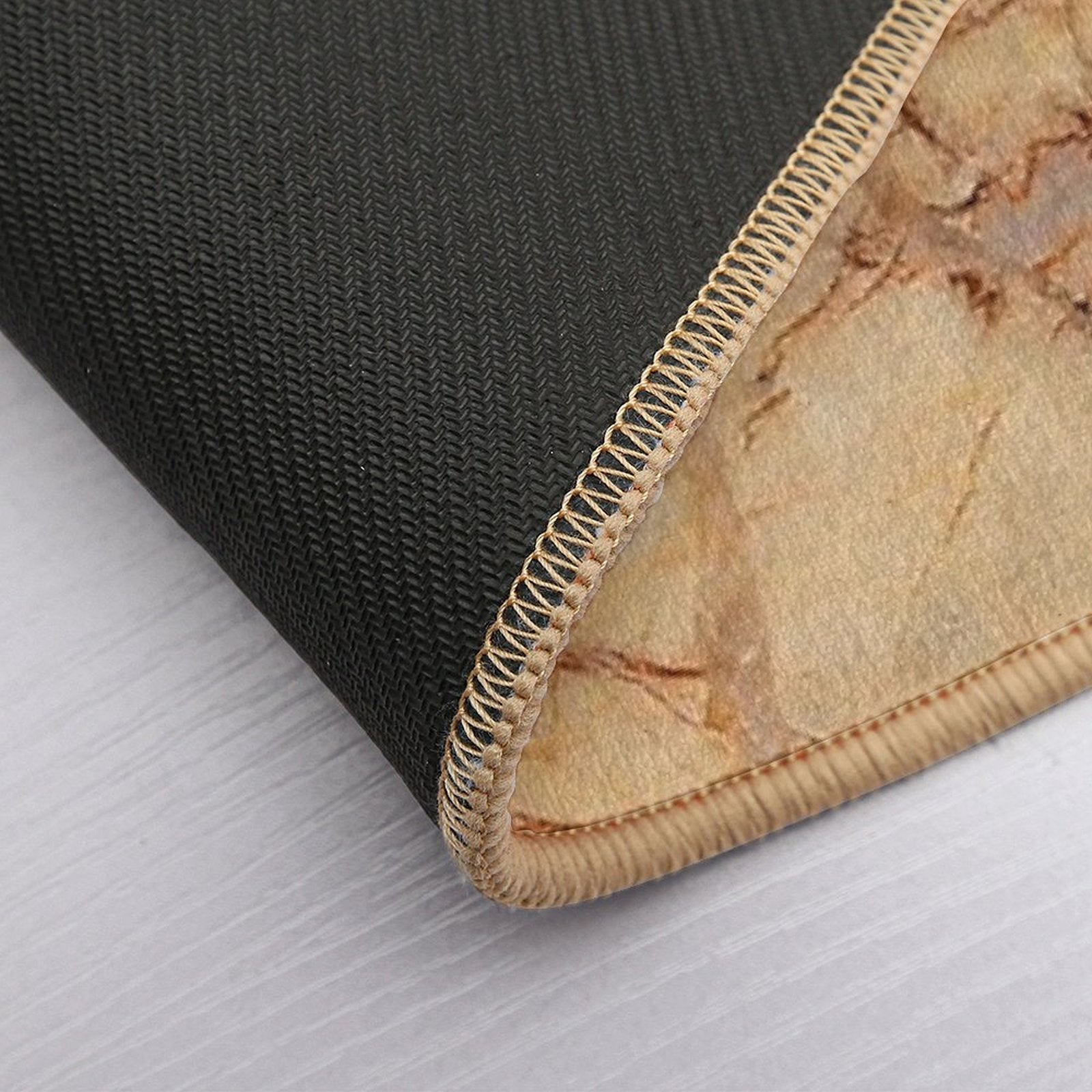 Beige Brown Marble Pattern  Non-Slip Bath Mat