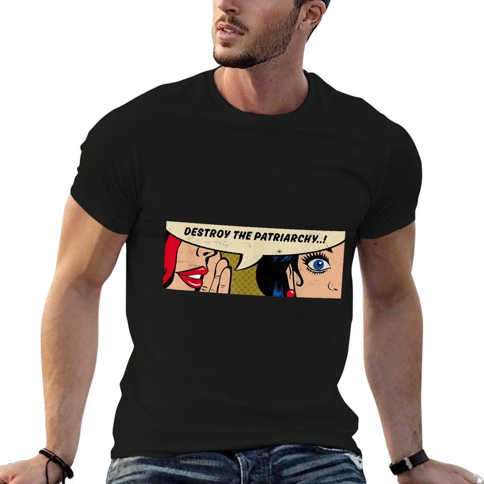Destroy The Patriarchy - Women Whispering - Feminist Pop Art  High-quality Stitching T-Shirt