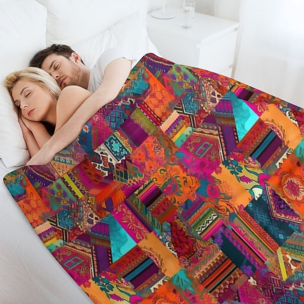 Bohemian Patchwork Style Sustainable Throw Blanket