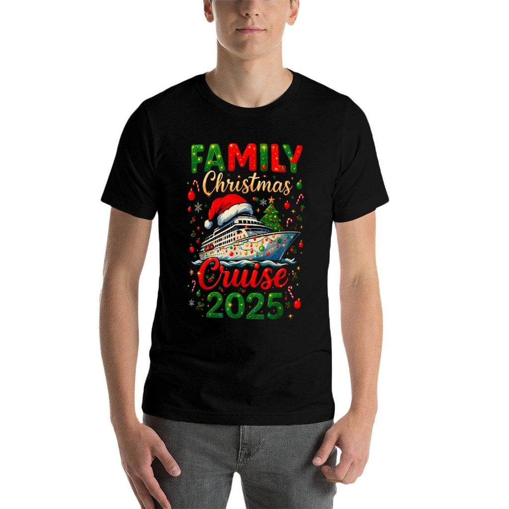 Family Christmas Cruise 2025 Matching Family Cruise Holiday  Ribbed Collar T-Shirt