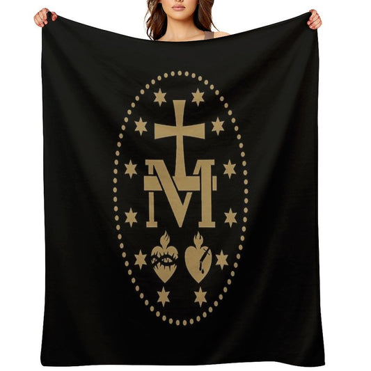 Miraculous Medal Virgin Mary Plush Throw Blanket