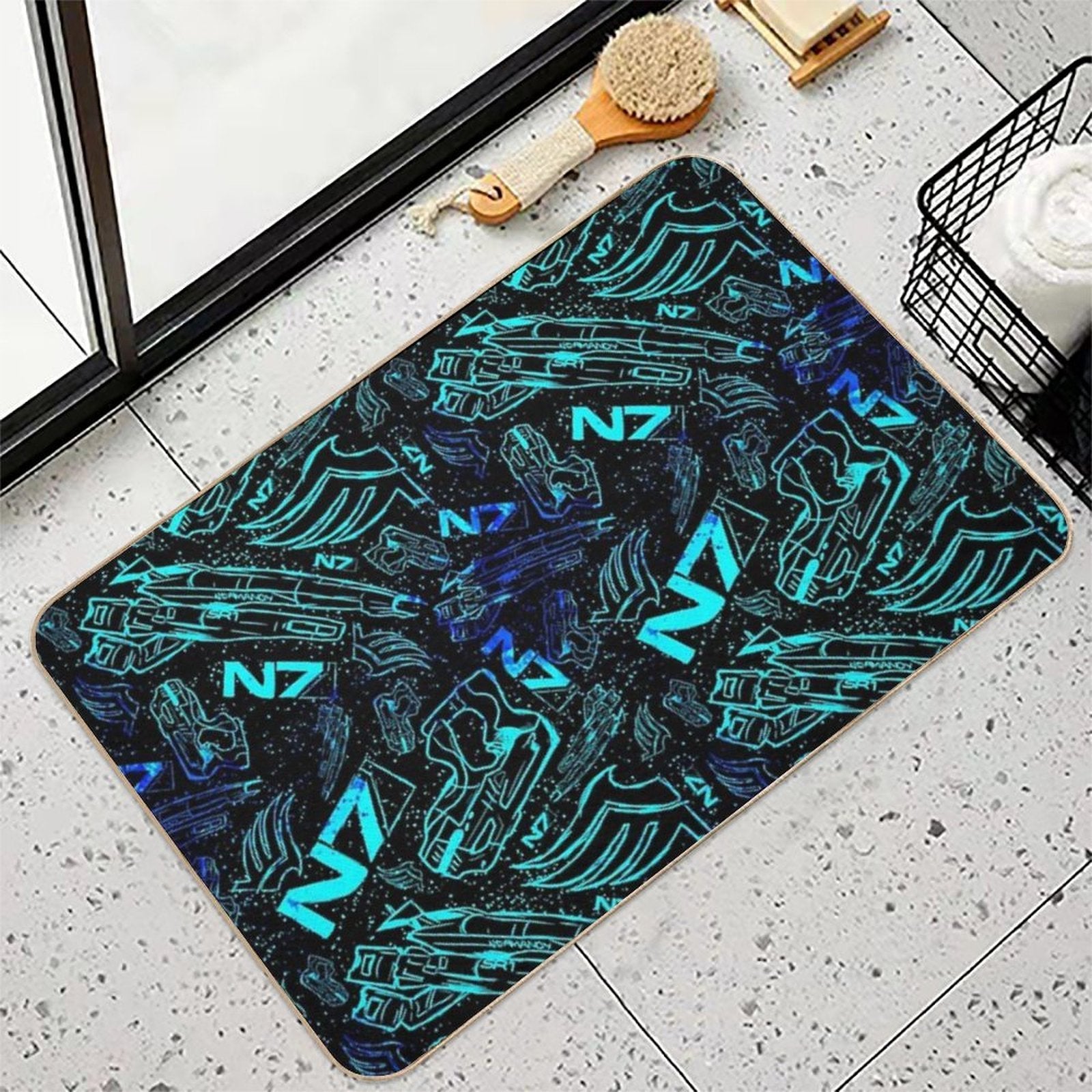 Paragon Shepard Pattern  Effect Mass Gaming Gamer Sci-Fi  Absorbent Bath Mat