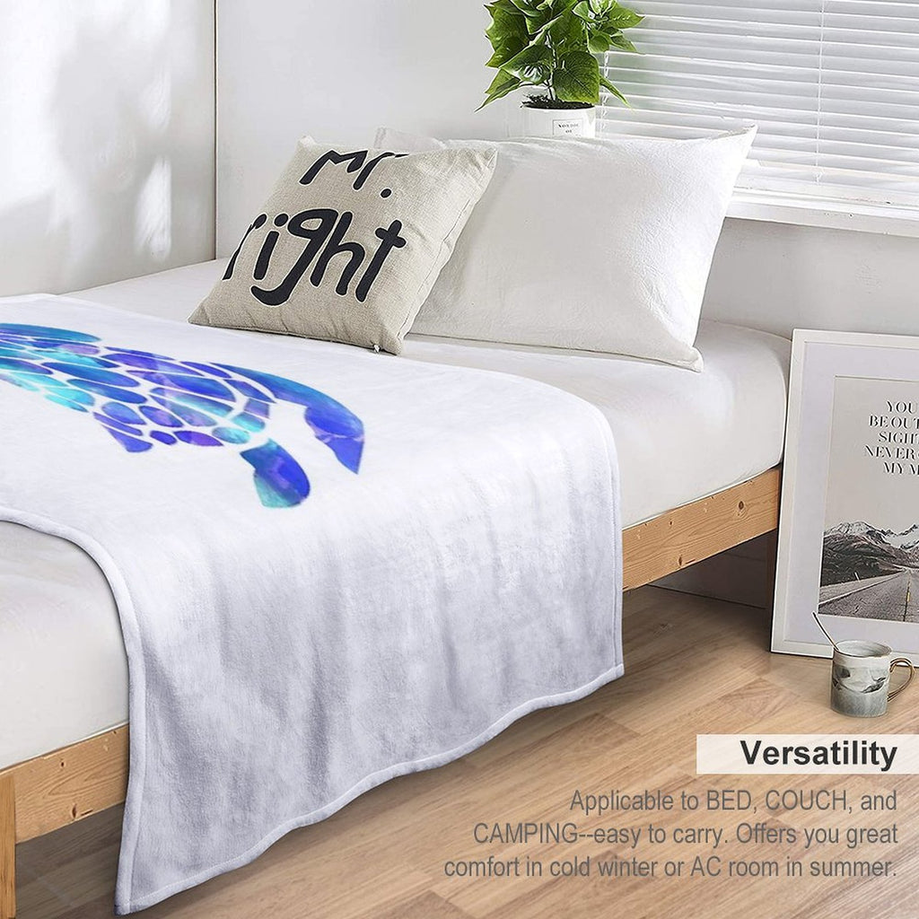 Sea Turtle Watercolor Blue And Purple Plush Throw Blanket