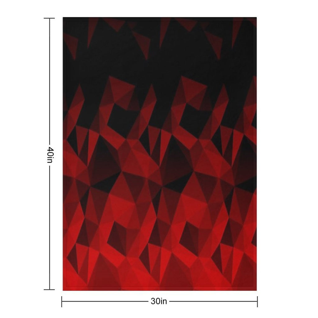 Abstract Polygonal Pattern .Red, Black Triangles. Premium Throw Blanket