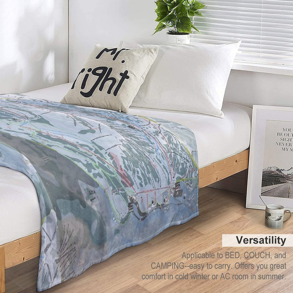Alta Ski Resort Trail Map Wrinkle-free Throw Blanket