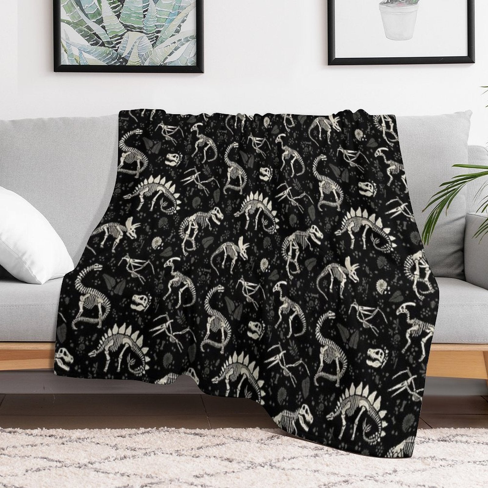 Excavated Dinosaur Fossils Machine-washable Throw Blanket