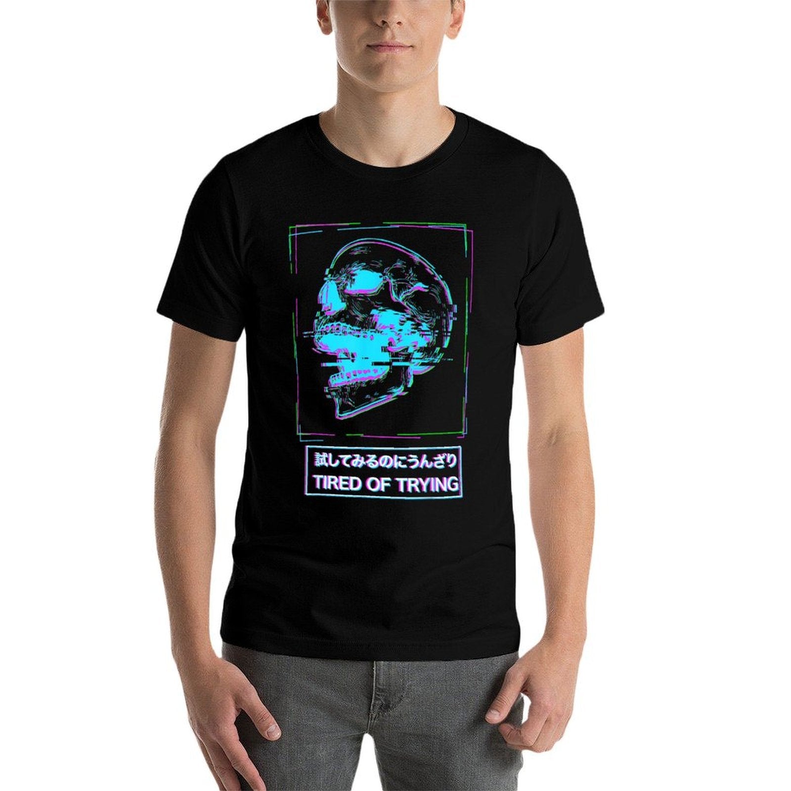 Aesthetic Vaporwave Japanese Tired of Trying - Futurism  Moisture-wicking T-Shirt