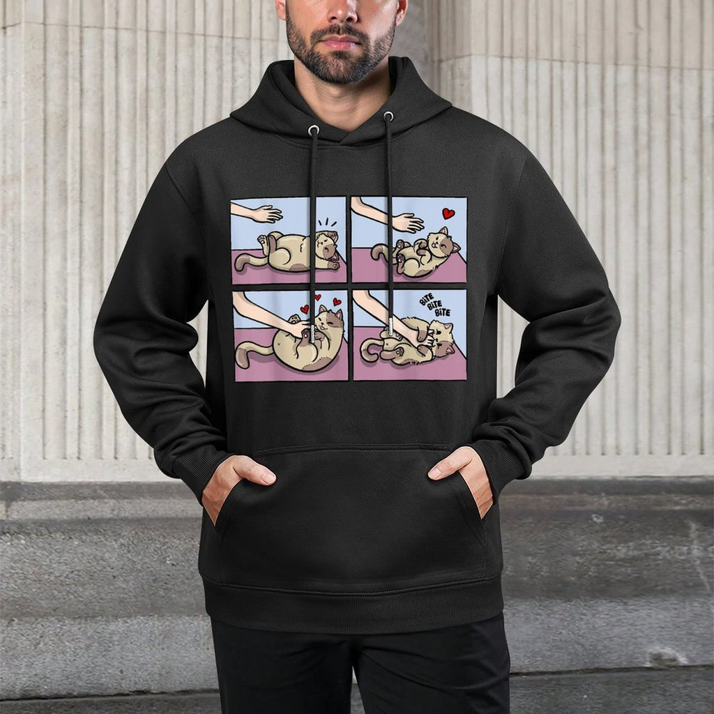 Bite Belly Rub Pet Owner Kitten Lover Cute Fluffy Cat for Men Women Kids Versatile Streetwear Hoodie