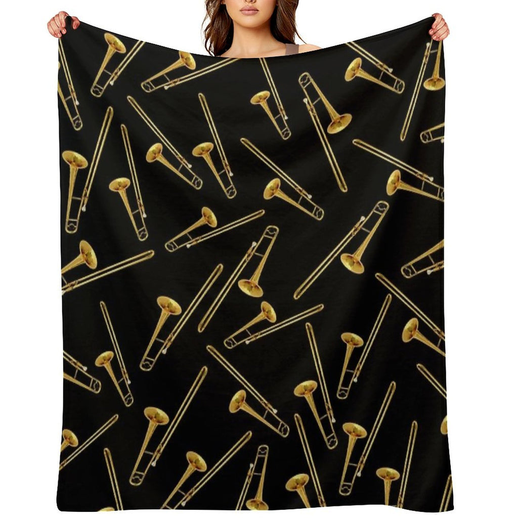 Vintage Gold Trombone Eco-conscious Throw Blanket