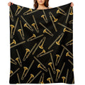 Vintage Gold Trombone Eco-conscious Throw Blanket