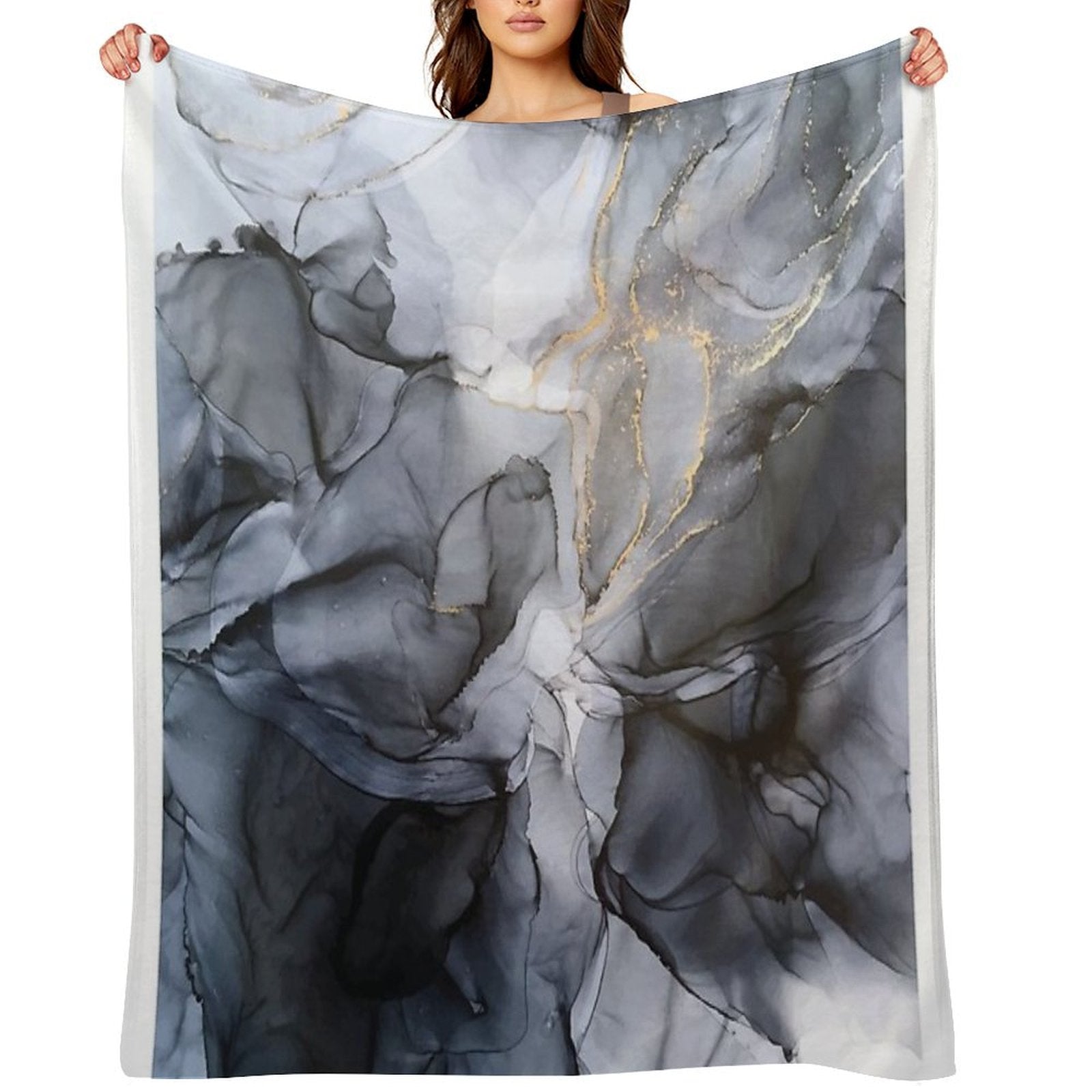 Calm But Dramatic Light Monochromatic Black & Grey Abstract Premium Throw Blanket