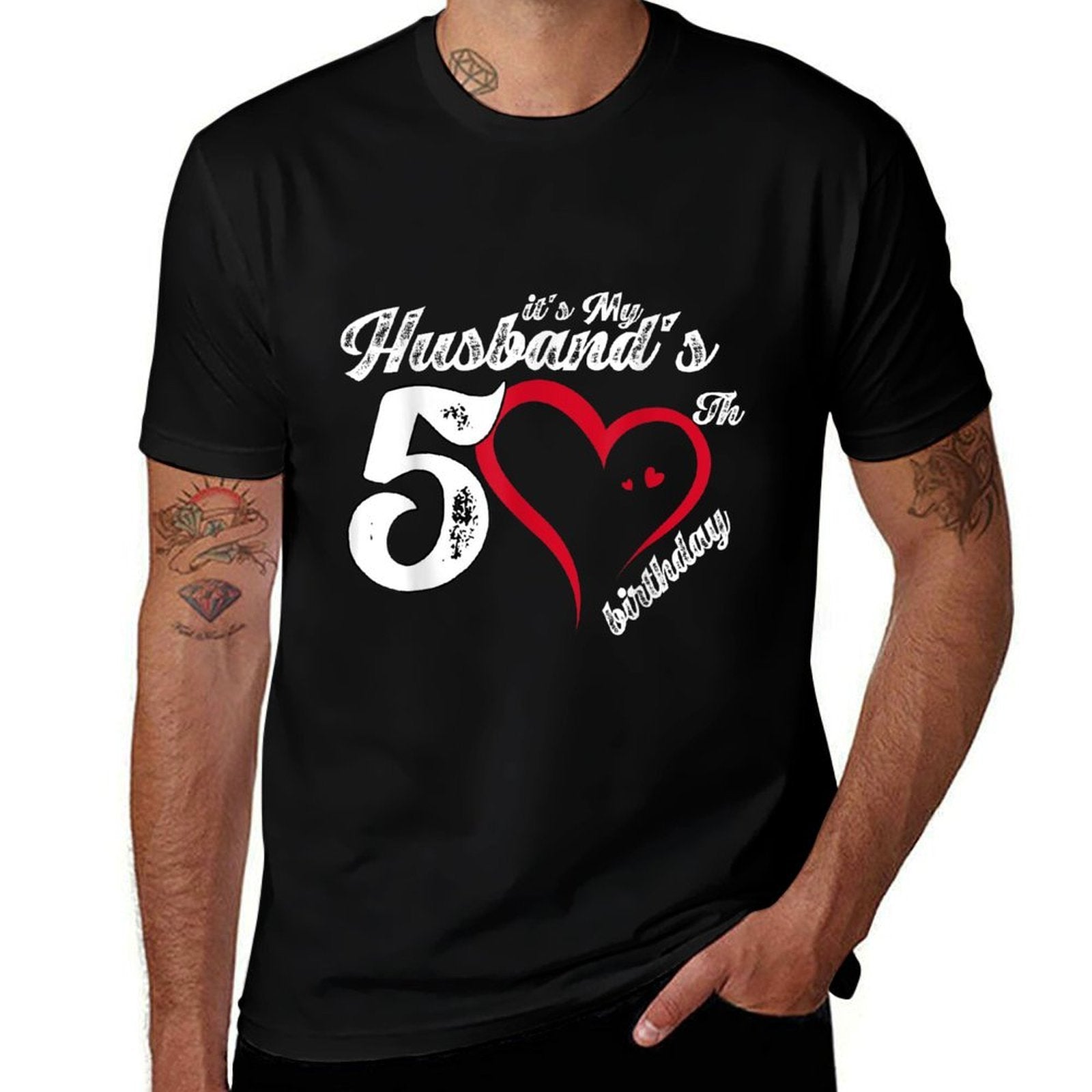 It&#39;s My Husband&#39;s 50th Birthday Vintage 50th Birthday  High-quality Stitching T-Shirt