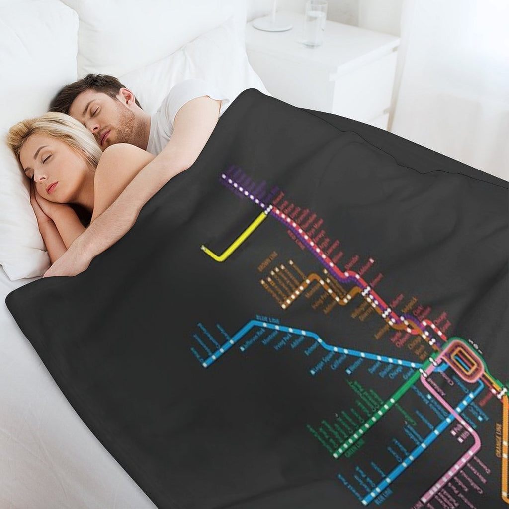 Chicago Trains Map All-season Throw Blanket