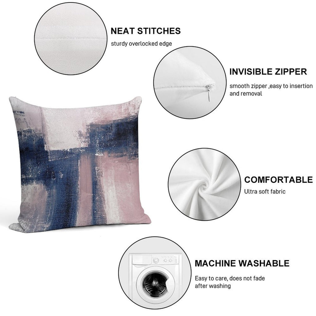 Pink And Navy 3 Soft Durable Construction Throw Pillow