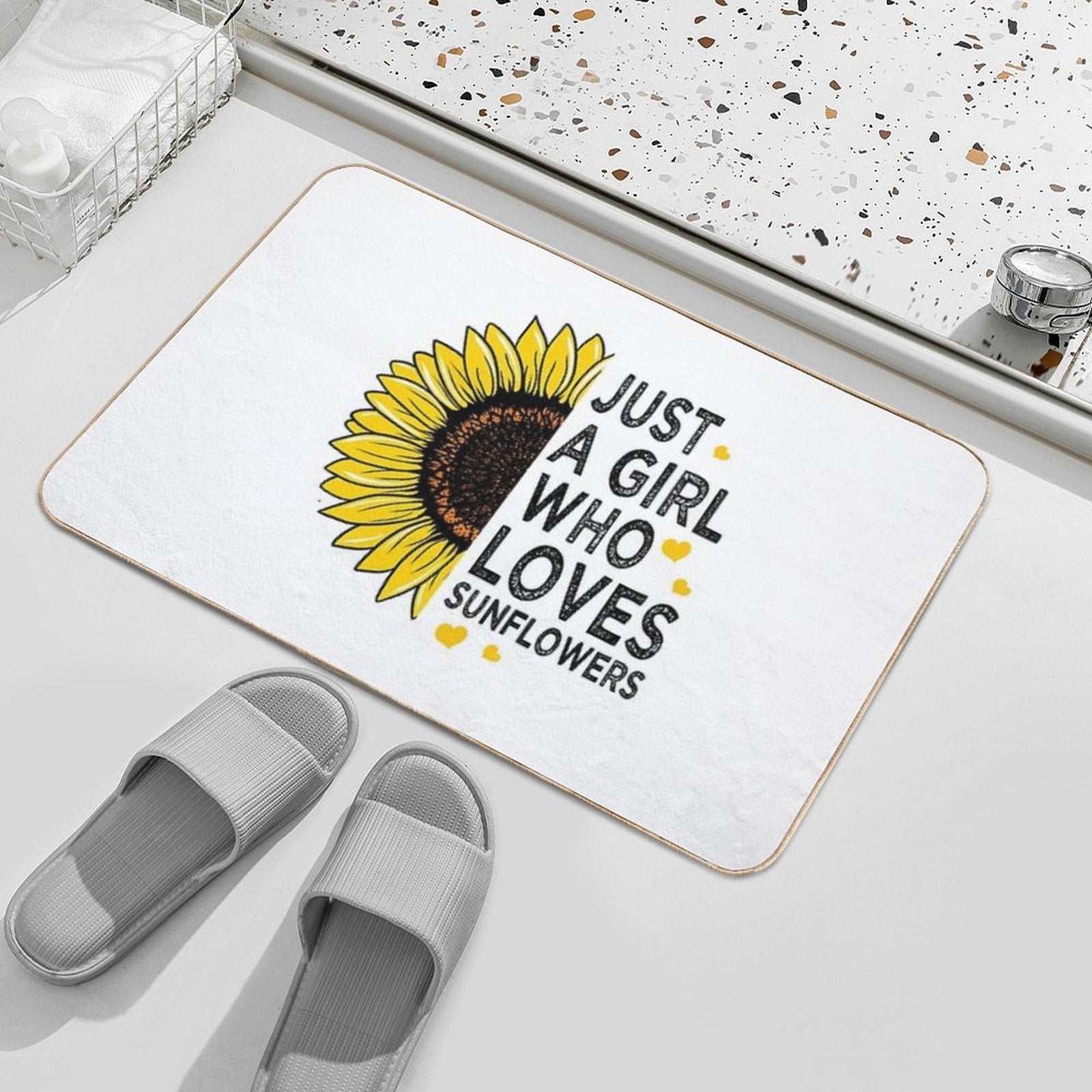 Just A Girl Who Loves Sunflowers  Dirt-Trapping Bath Mat