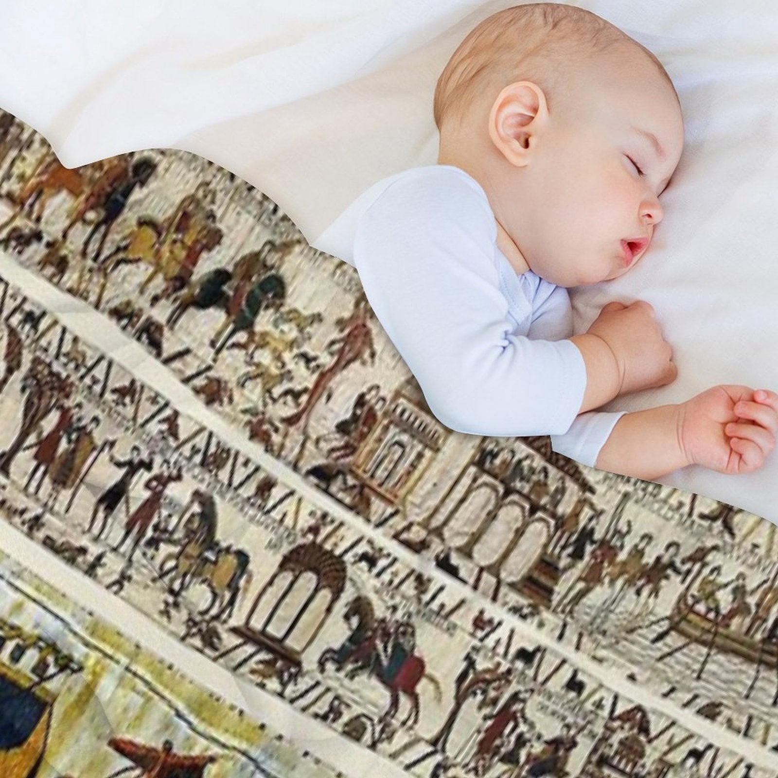 THE BAYEUX TAPESTRY ,VIKING SHIPS Sustainable Throw Blanket