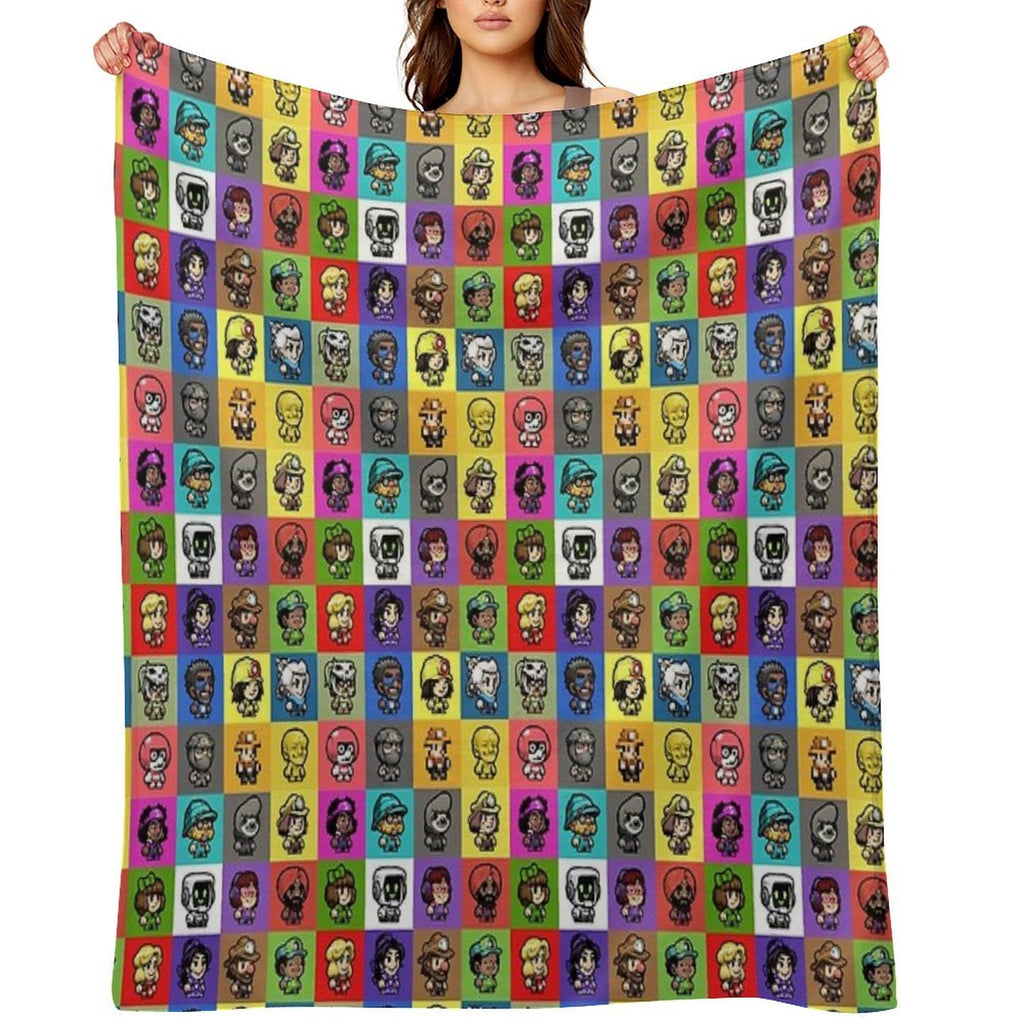 Spelunky 2 Player Characters Pattern Comfort Throw Blanket