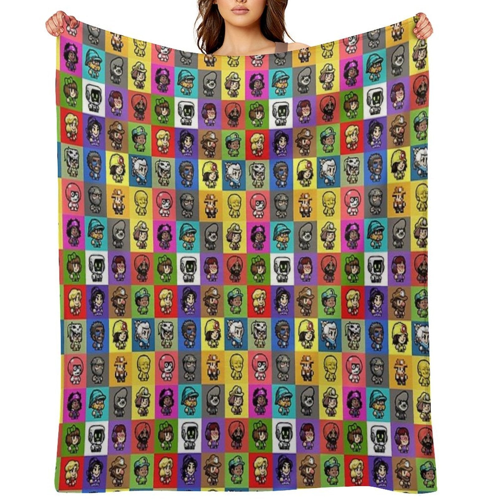 Spelunky 2 Player Characters Pattern Comfort Throw Blanket