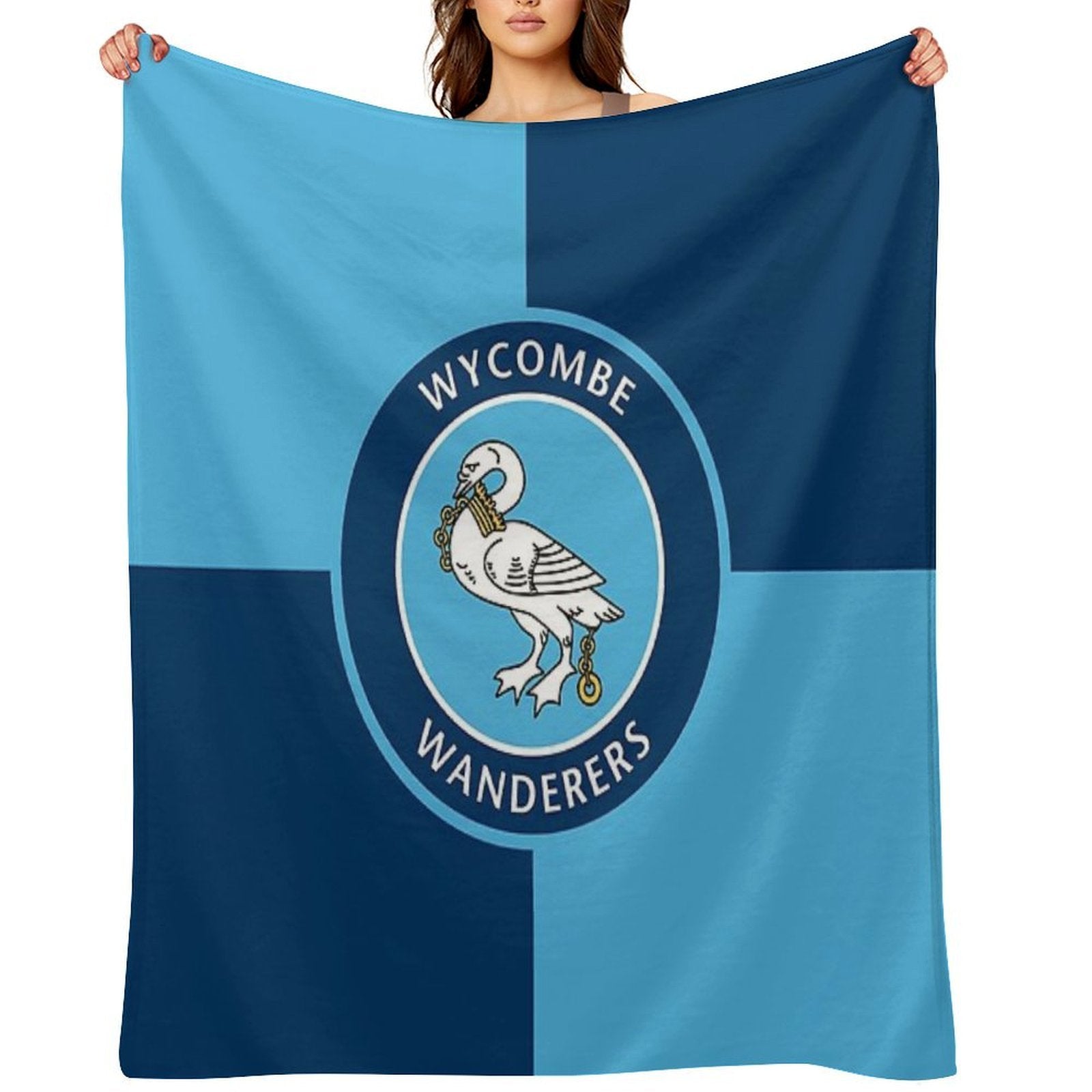 Wycombe Wanderers FC Logo - Squares Comfort Throw Blanket