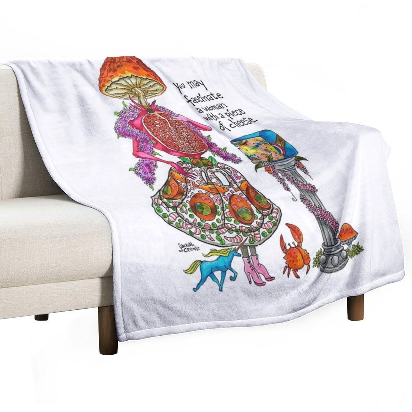 You May Fascinate A Woman by Giving Her A Piece of Cheese 1 Plush Throw Blanket