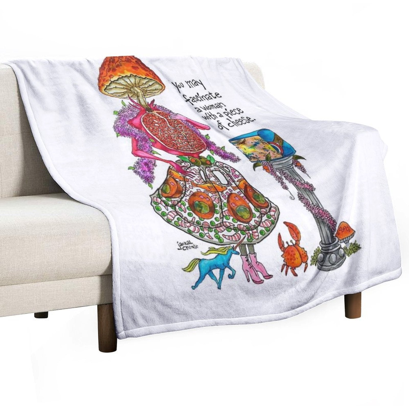 You May Fascinate A Woman by Giving Her A Piece of Cheese 1 Plush Throw Blanket
