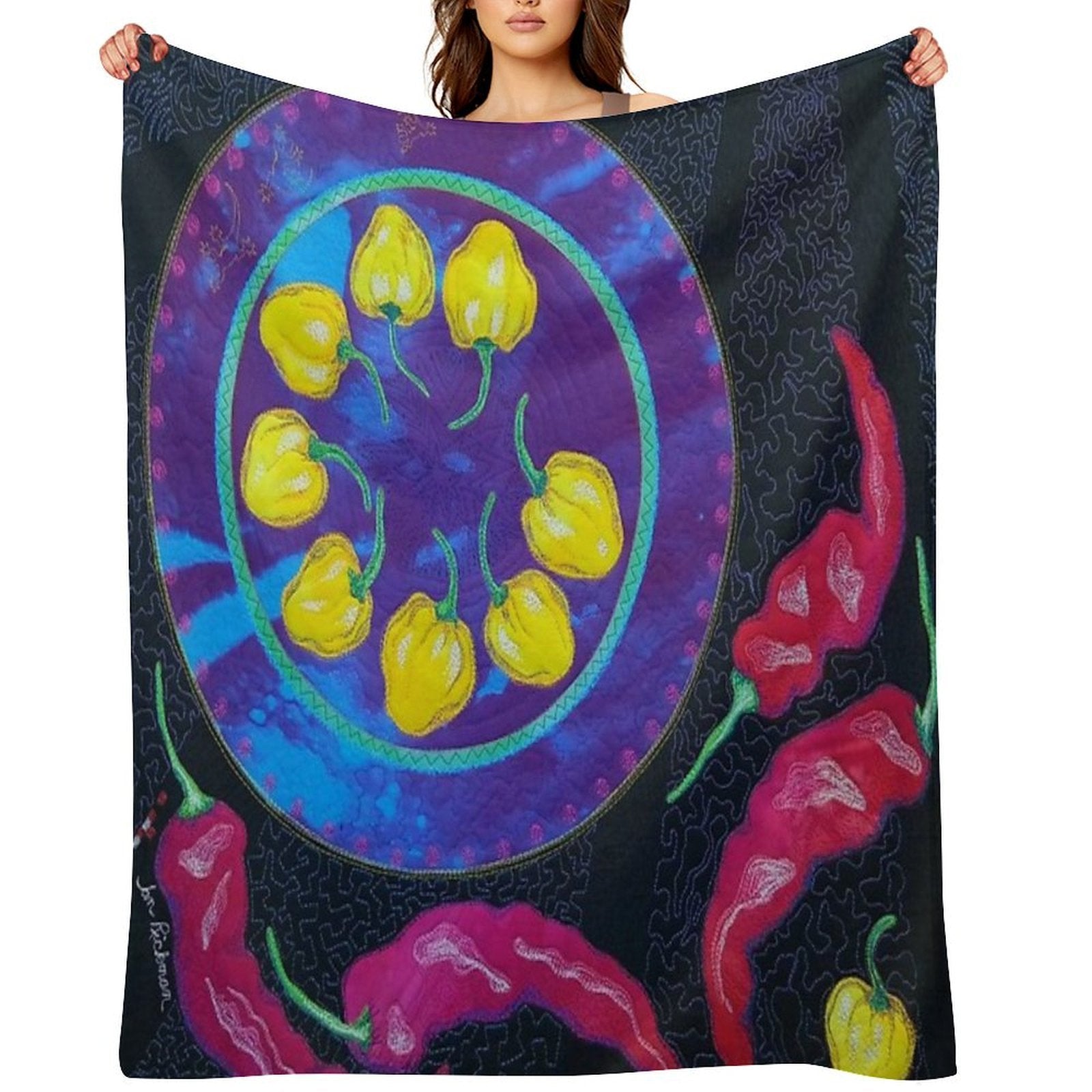 Hotta Hotta - Hot Chili Peppers Velvety-soft Throw Blanket