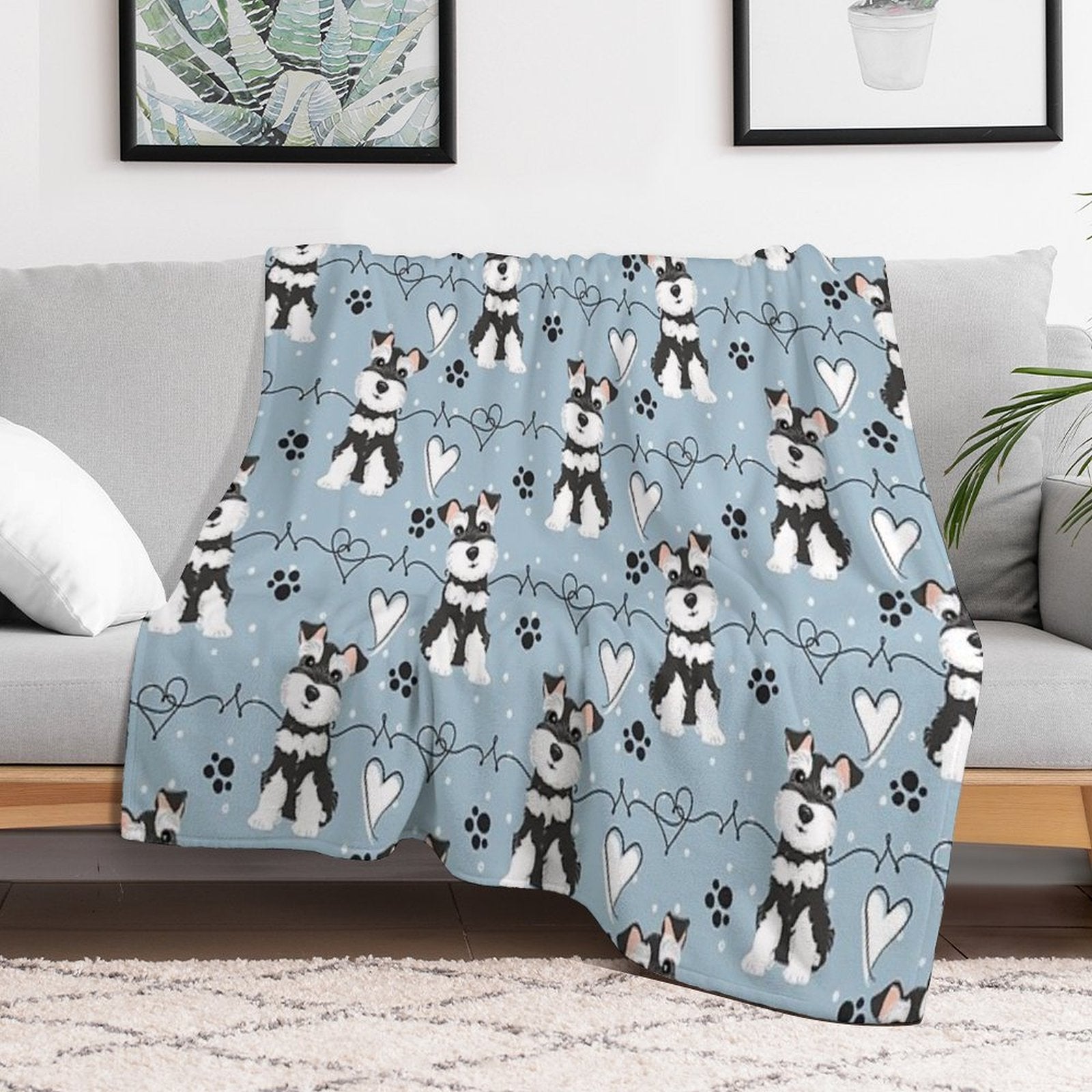 Love Black And White Miniature Schnauzer Anti-pilling Throw Blanket