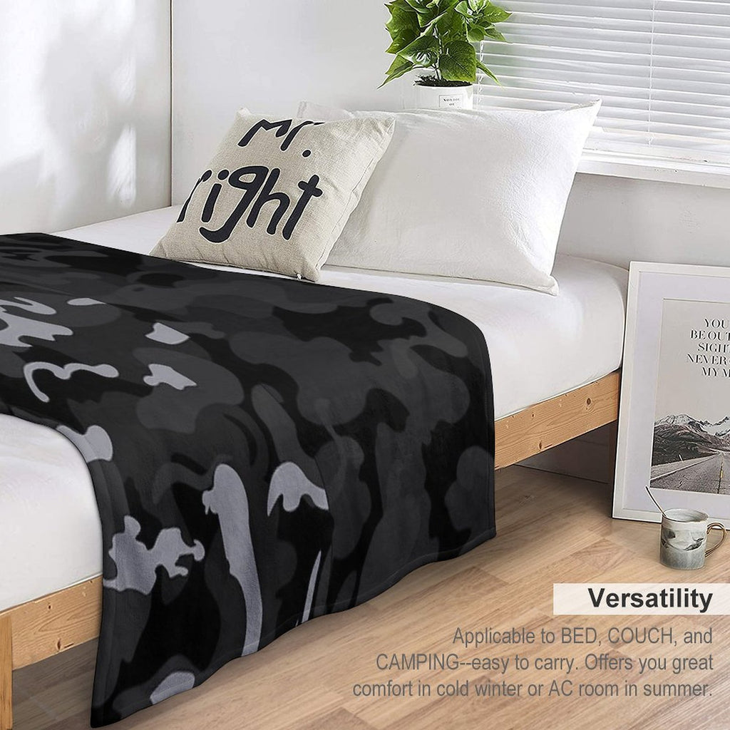 Camo Style - Black Camouflage Mixed Pattern Premium Throw Blanket