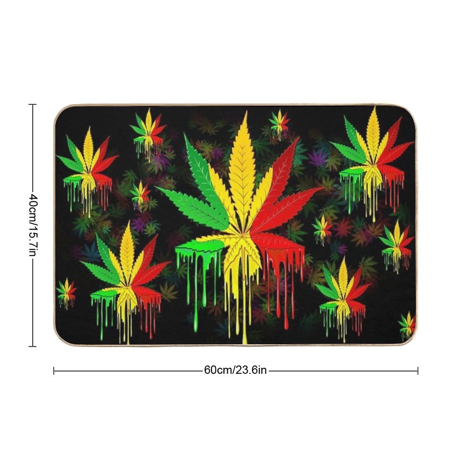 Leaf Rasta Colors Dripping Paint  Long-Lasting Bath Mat