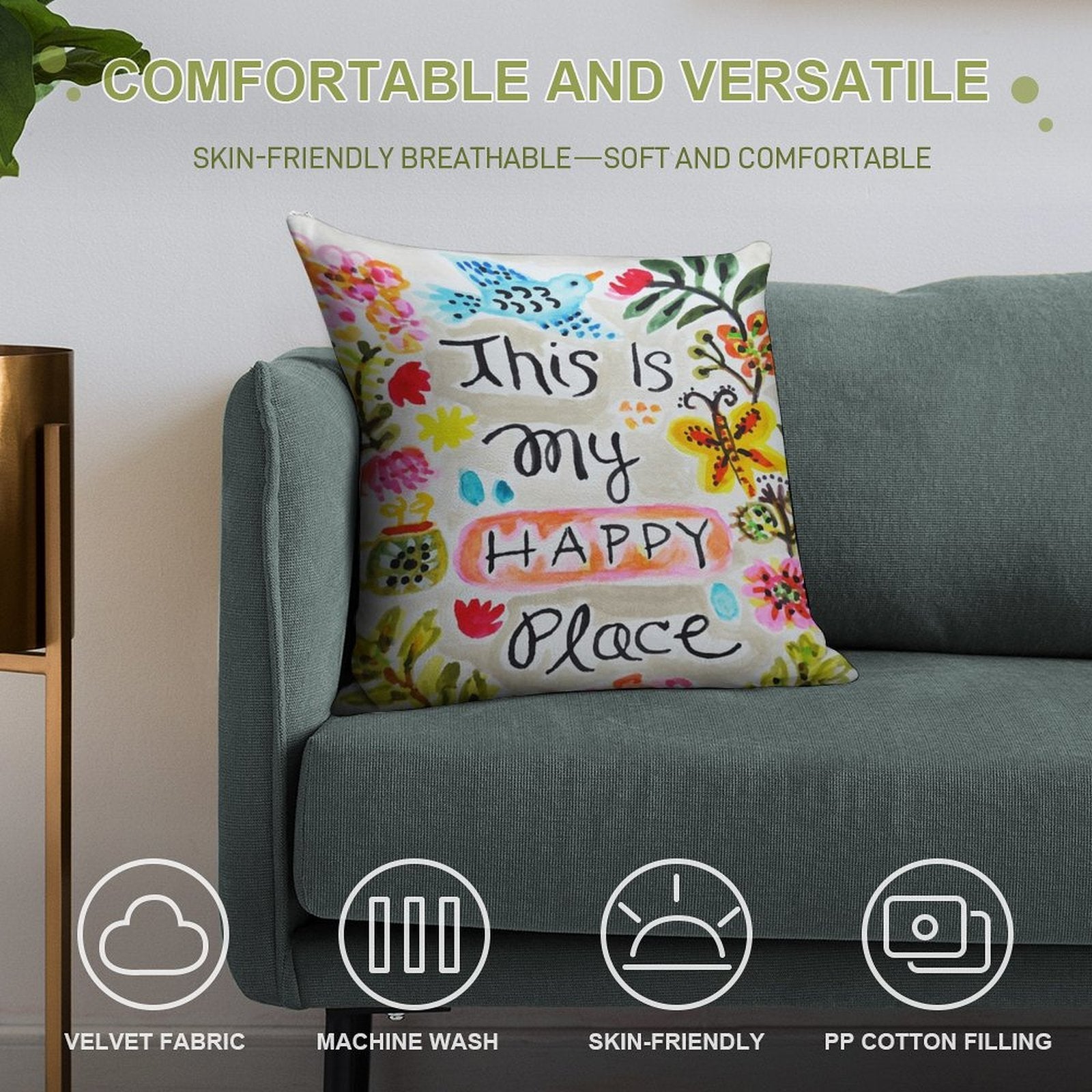 This Is My Happy Place Soft Style Accent Throw Pillow