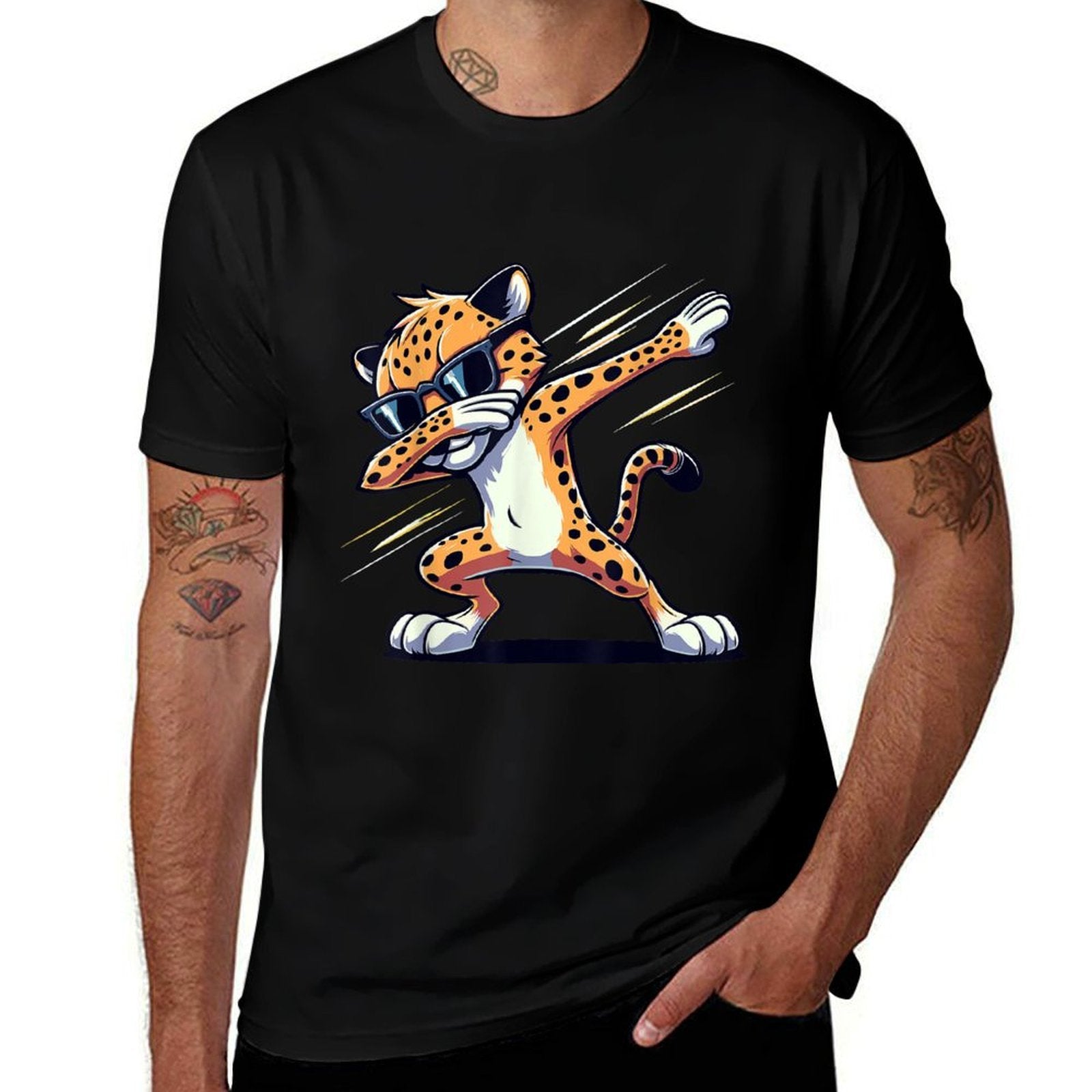 Dabbing Cheetah Sunglasses Cheetah Animal  Graphic-printed T-Shirt